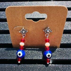Protection Red and Blue Evil Eye Earrings